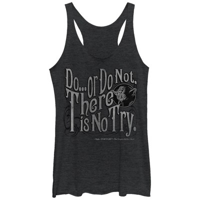 Women's Star Wars Yoda Do Or Do Not Racerback Tank Top - Black Heather ...