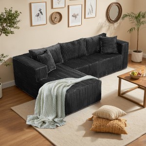 105" L-Shaped Compression Sofa - High-Density All-Foam , Space-Saving Design for Small Spaces, Vacuum-Packed for Easy Move, No Assembly Required - 1 of 4