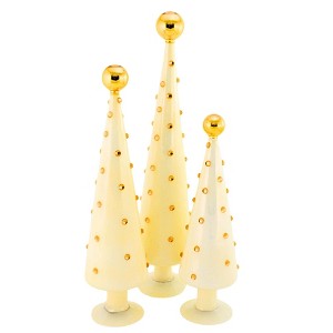 Cody Foster 19.25 In Decorated Dotted Trees Ivory Christmas Decorative Tree Set , Christmas Decor Holidays Centerpiece New Years (3PC) - 1 of 4