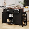 APRILSOUL47.2" Farmhouse Kitchen Island with Drop Leaf, Kitchen Storage Island with Removable Side Racks, Two Drawers - 3 of 4