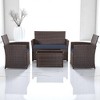 Mshliw 4-Piece Outdoor PE Wicker Furniture Set, Patio Gray Rattan Sectional Sofa with Washable Cushions for Garden, Porch, or Balcony - 2 of 4