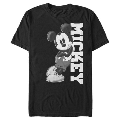 Men's Mickey & Friends Black And White Mickey Mouse T-shirt - Black ...