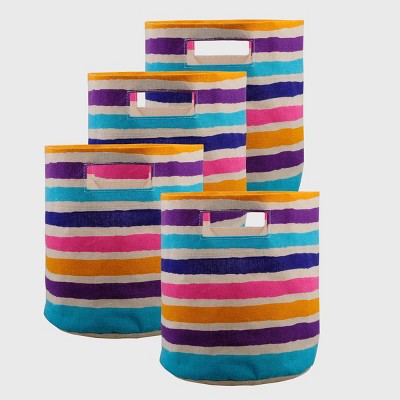 4ct Stripe Print Kids' Collapsible Storage Bin - Bullseye's Playground™