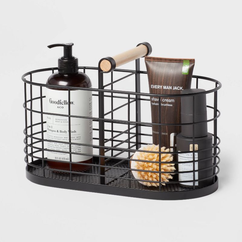 Divided Wire Basket with Wood Handle Black - Brightroom&#8482;, 4 of 5
