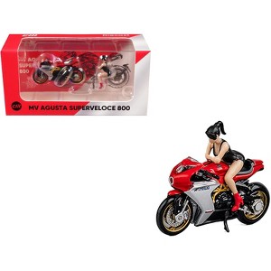 MV Agusta Superveloce 800 Motorcycle Red and Silver with Figure 1/64 Diecast Model by CM Models - 1 of 4