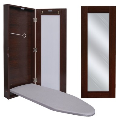 Ivation Foldable Ironing Board Cabinet, Wall-Mount With Mirror