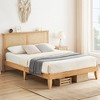 Bed Frame,  Bed Frame with Rattan Storage Headboard, Adjustable LED Lights, Wooden Support Legs - 4 of 4