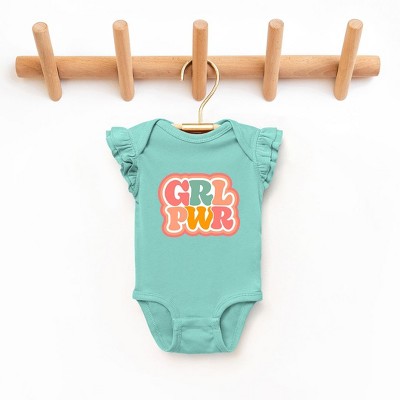 The Juniper Shop Girl Power Retro Baby Flutter Sleeve Bodysuit