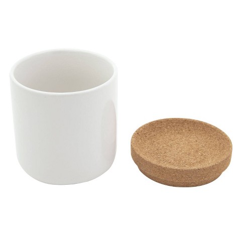 Kamenstein Ceramic and Cork Garlic Keeper White: Kitchen Storage, Ceramic Garlic Holder, 5" Height, Spot Clean