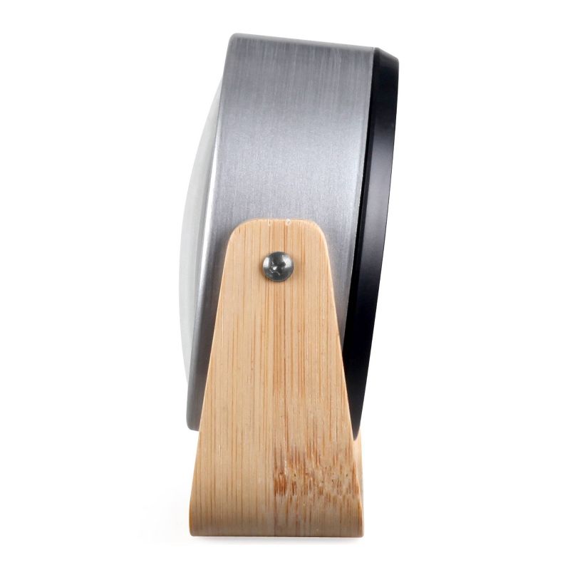 Analog Bamboo and Metal Tilt with Silent Sweep Movement Alarm Table Clock - Crosley, 5 of 7