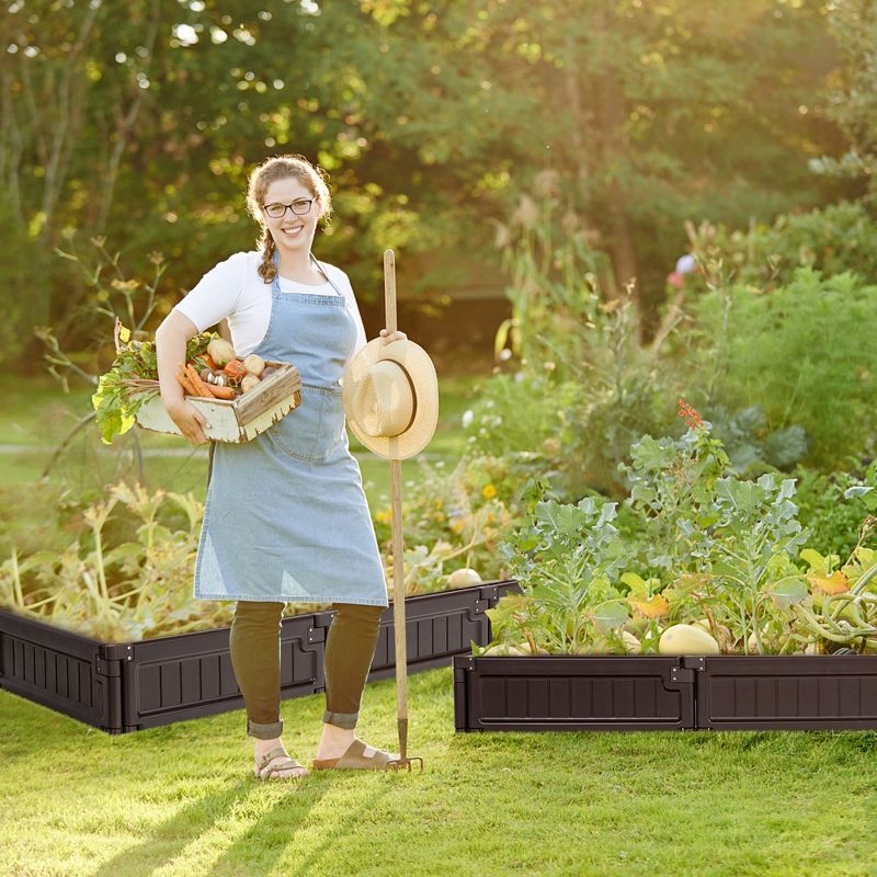 Tangkula 2PCS 4 x 4 ft Raised Garden Bed Set Planter Box for Vegetable Flower Gardening, 5 of 11