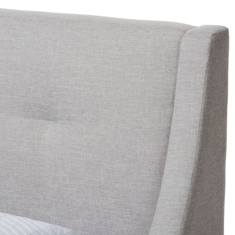 Louvain Modern and Contemporary Fabric Upholstered Walnut - Finished Platform Bed Grayish Beige - Baxton Studio, 5 of 10