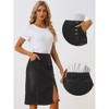 Allegra K Women's Button Decor Side Slit Slash Pocket Midi Denim Skirt - 2 of 4
