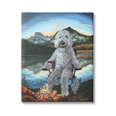 Stupell Industries Dog by Campfire Landscape Canvas Wall Art