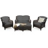 Tangkula 5PCS Rattan Patio Conversation Sofa Furniture Set Outdoor w/ Grey Cushions - 2 of 4