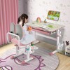 Costway Height-Adjustable Kids Desk Children Study Table with Tilt Desktop & Book Stand Blue/Pink - 4 of 4
