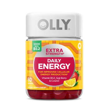 OLLY Extra Strength Daily Energy, 1000 mcg, Vitamin B12 and Caffeine-Free Gummies - Berry Yuzu Flavor - 60ct