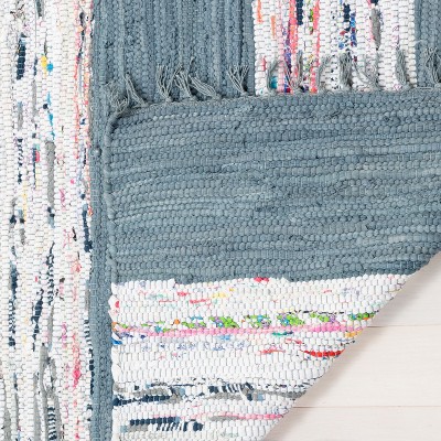 Ivory and Grey Striped Cotton Flatweave Rug