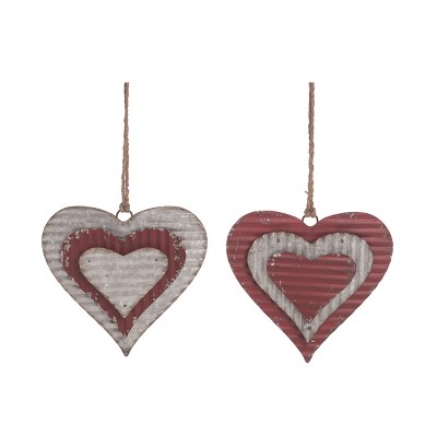 Transpac Metal Dimensional Heart Decor Set of 2 Valentines Home Decorations