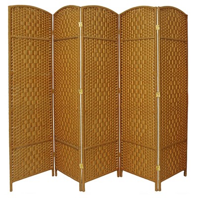 6 Ft. Tall Diamond Weave Fiber Room Divider - Light Beige (5 Panels ...