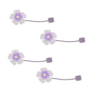 Unique Bargains Flower Straw Cover Cap 4 Pcs - 1 of 4