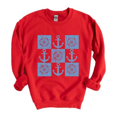 Simply Sage Market Women's Graphic Sweatshirt Anchor Wheel Grid