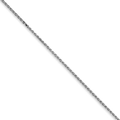 Black Bow Jewelry 0.85mm 14k White Gold Diamond Cut Round Wheat Chain Necklace