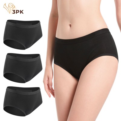 VOXSHE Period Underwear for Women Mild Absorbency Leak-proof Panties for Menstrual Black 3pk