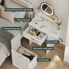 Small Vanity Desk Set With Adjustable Mirror And Lights, Integrated Makeup Table, Mini Dressing Table With Drawer And Storage Chair For Bedroom - image 2 of 4