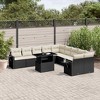 vidaXL Patio Sofa Set with Cushions Outdoor Furniture 11 Piece Poly Rattan - Black and Cream - 2 of 4
