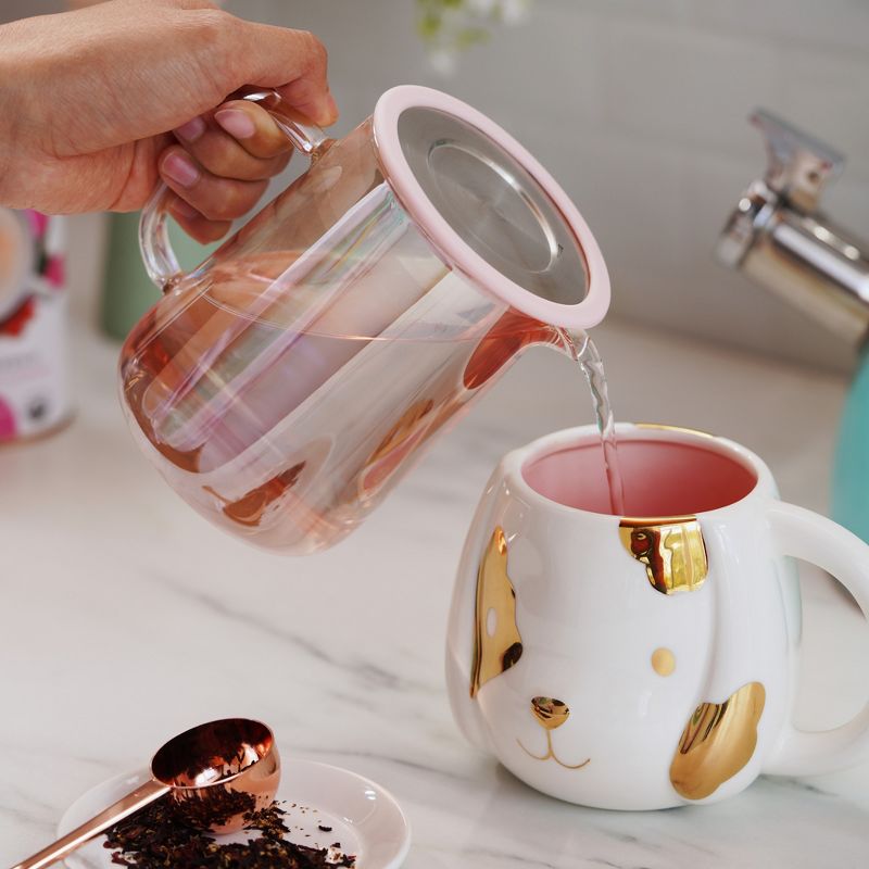 Pinky Up Chas Mini Glass Teapot, Loose Leaf Tea Infuser, Hot Tea or Iced Tea Maker, Small Teapot, 16 Ounce Loose Leaf Infuser, Iridescent, Set of 1, 2 of 8