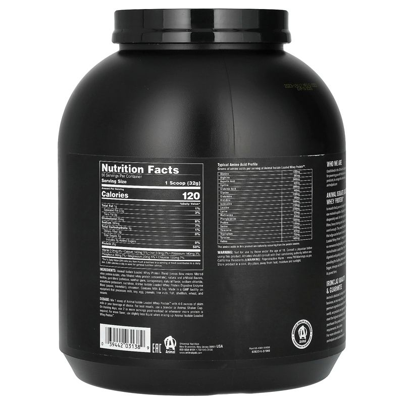 Animal Isolate Loaded Whey Protein Powder, Frosted Cinnamon Bun, 4 lbs (1.81 kg), 2 of 3