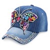 Collections Etc Sparkling Denim Butterfly Rhinestone Baseball Hat NO SIZE Blue - 2 of 3