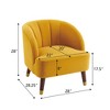 Velvet Upholstered Barrel Accent Chair with Curved Tufted Back, Square Arms and Rubberwood Legs - 2 of 4