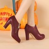 Allegra K Women's Platform Round Toe Chunky Heels Ankle Booties - 2 of 4