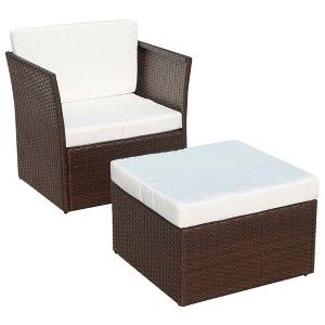 vidaXL Outdoor Furniture Sets Brown Powder-coated steel Medium Durable - 1 of 4