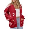 Women's Christmas Cardigan, Long-Sleeve Open-Front Holiday Sweater, Festive Casual Layering Top for Winter - 2 of 4