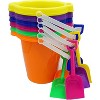 4E's Novelty 6 Pack Beach Buckets with Shovels – 7.5" Sand Buckets Bulk for Kids Play - 2 of 4
