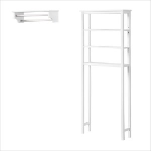 Dover Over the Toilet Organizer with Open Shelving and Two Towel Rods White - Alaterre Furniture - 1 of 4