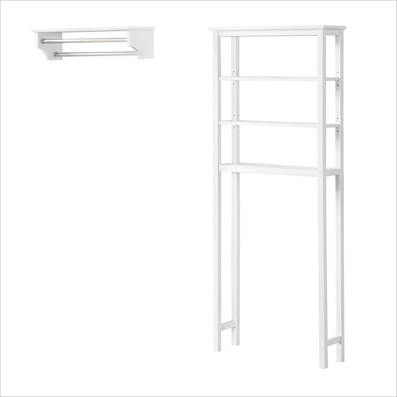 Dover Over the Toilet Organizer with Open Shelving and Two Towel Rods White - Alaterre Furniture, 1 of 14