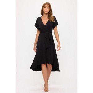 WEST K Women's Georgia Knee-length Faxu Wrap Knit Dress - 1 of 4