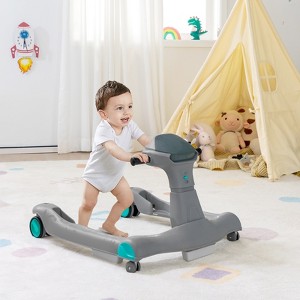 Infans 2-in-1 Baby Walker Foldable Activity Push Walker w/ Adjustable Height Gray - 1 of 4