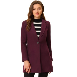 INSPIRE CHIC Women's Regular Fit Notched Lapel Long Sleeve Buttoned Classic Coat - 1 of 4