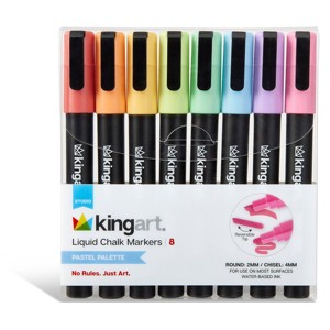 KINGART Liquid Chalk Markers, 8 Pastel Colors - 1 of 4