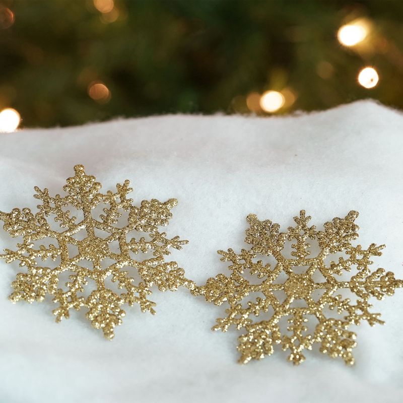 Northlight 24ct Glamour Glitter Snowflake Christmas Ornament Set 4" - Gold, 4 of 5