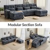 119'' Chenille U-Shaped Sectional Sofas with 2 Ottomans, 4-Position Adjustable Backrest and 4 Throw Pillows - 4 of 4