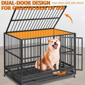 Acekool Steel Dog Crate - Escape-Proof Kennel with Wheels for Large Dogs - 1 of 4