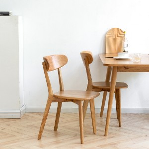 Lyngins 4-Pack Solid Oak Wood Dining Chairs with Curved Backrest, Easy Clean Lacquer, Simple Wooden Living Room Chair, Easy Assembly for Dining Room - 1 of 4