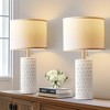 Itopfox Ceramic Table Lamps Set of 2 for Living Room and Bedroom, Modern Night Stand Lamps with Fabric Lampshade, Warm White - 2 of 4