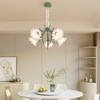 YIYIBYUS 5-Light Green Modern Flower Shape Chandelier for Dining Room - 2 of 4